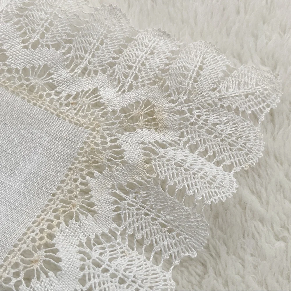Vintage Bruges Belgium Bobbin Lace Handkerchief Rococo Boxed Linen Bridal Hankie